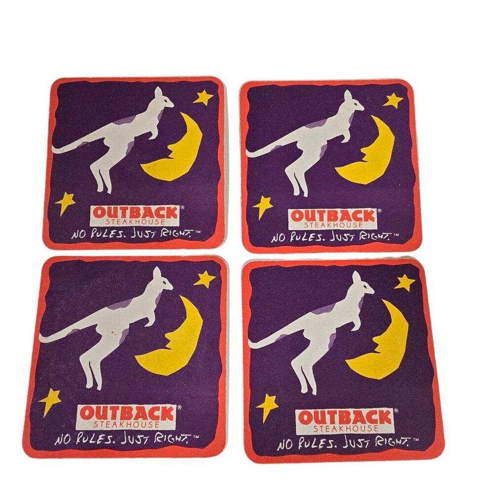 Vintage Coasters Set Restaurant Outback Steakhouse Ephemera Kangaroo Moon Stars